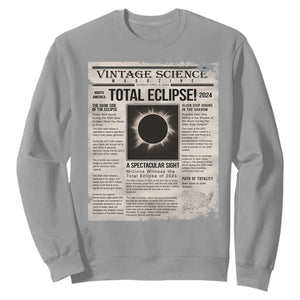 Retro Vintage Science Magazine Total Solar Eclipse 2024 Sweatshirt Historic Totality Astronomy Geek Memorabilia TS02 Sport Gray Print Your Wear