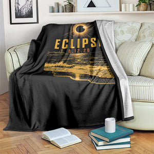 Total Solar Eclipse August 12 2026 Celestial Totality Throw Blanket Ocean Beach View Astronomy Souvenir TS02 Print Your Wear