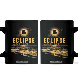 Total Solar Eclipse August 12 2026 Celestial Totality Coffee Mug Ocean Beach View Astronomy Souvenir TS02 Black Print Your Wear