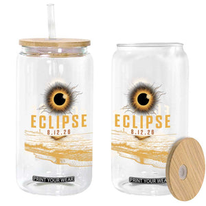 Total Solar Eclipse August 12 2026 Celestial Totality Glass Can Ocean Beach View Astronomy Souvenir TS02 Print Your Wear