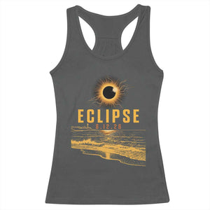 Total Solar Eclipse August 12 2026 Celestial Totality Racerback Tank Top Ocean Beach View Astronomy Souvenir TS02 Dark Heather Print Your Wear