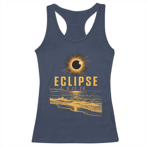 Total Solar Eclipse August 12 2026 Celestial Totality Racerback Tank Top Ocean Beach View Astronomy Souvenir TS02 Navy Print Your Wear