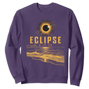 Total Solar Eclipse August 12 2026 Celestial Totality Sweatshirt Ocean Beach View Astronomy Souvenir TS02 Purple Print Your Wear