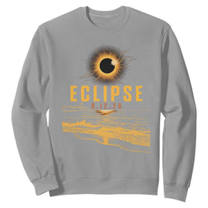 Total Solar Eclipse August 12 2026 Celestial Totality Sweatshirt Ocean Beach View Astronomy Souvenir TS02 Sport Gray Print Your Wear