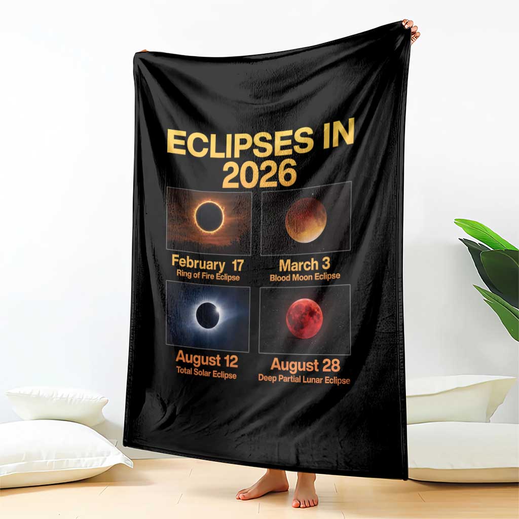 Eclipses in 2026 Celestial Calendar Infographic Throw Blanket Space Nerd Astronomy Gift Astrology Lover TS02 Print Your Wear