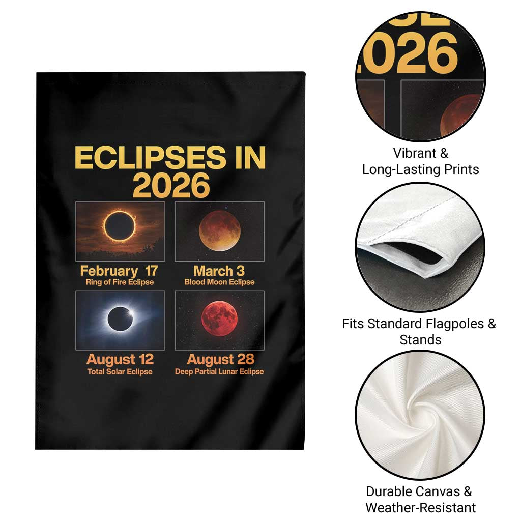 Eclipses in 2026 Celestial Calendar Infographic Garden Flag Space Nerd Astronomy Gift Astrology Lover TS02 Print Your Wear