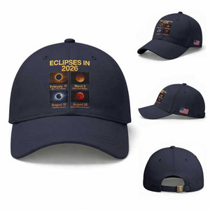 Eclipses in 2026 Celestial Calendar Infographic Baseball Cap Space Nerd Astronomy Gift Astrology Lover TS02 Baseball Cap Universal Fit Navy Print Your Wear