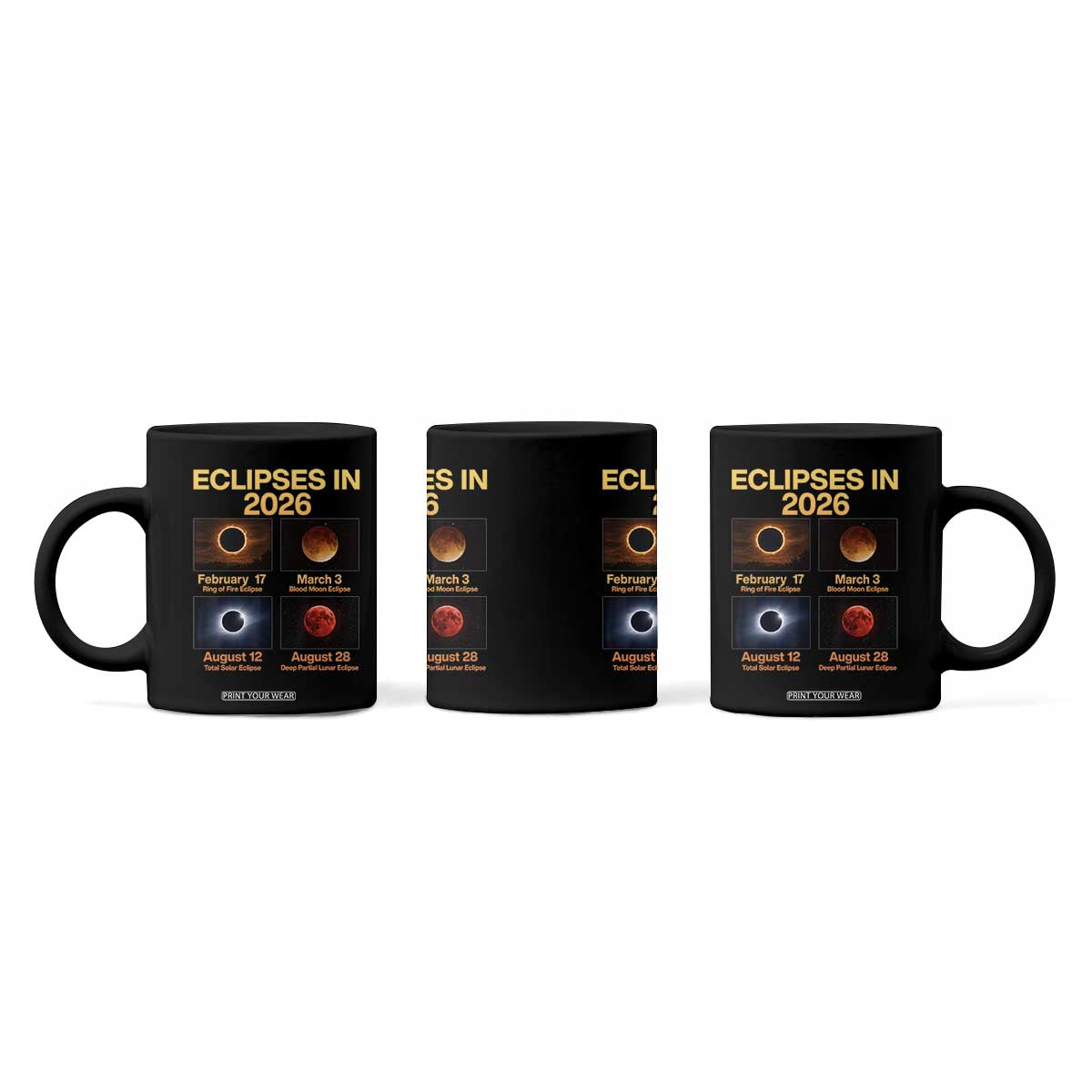 Eclipses in 2026 Celestial Calendar Infographic Coffee Mug Space Nerd Astronomy Gift Astrology Lover TS02 Print Your Wear