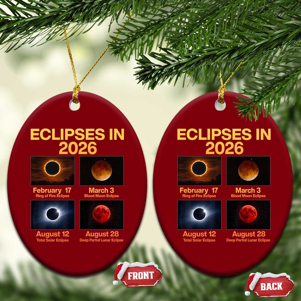Eclipses in 2026 Celestial Calendar Infographic Ceramic Ornament Space Nerd Astronomy Gift Astrology Lover TS02 Print Your Wear
