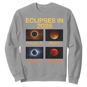 Eclipses in 2026 Celestial Calendar Infographic Sweatshirt Space Nerd Astronomy Gift Astrology Lover TS02 Sport Gray Print Your Wear