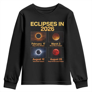 Eclipses in 2026 Celestial Calendar Infographic Youth Sweatshirt Space Nerd Astronomy Gift Astrology Lover TS02 Black Print Your Wear