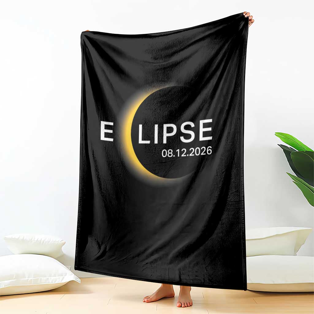 Minimalist 2026 Total Solar Eclipse Throw Blanket August 12 Totality Astronomy Souvenir TS02 Print Your Wear