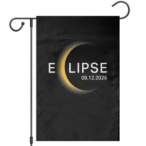Minimalist 2026 Total Solar Eclipse Garden Flag August 12 Totality Astronomy Souvenir TS02 Black Print Your Wear