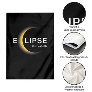Minimalist 2026 Total Solar Eclipse Garden Flag August 12 Totality Astronomy Souvenir TS02 Print Your Wear