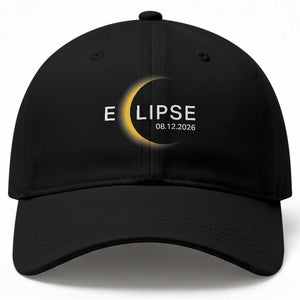 Minimalist 2026 Total Solar Eclipse Baseball Cap August 12 Totality Astronomy Souvenir TS02 Print Your Wear