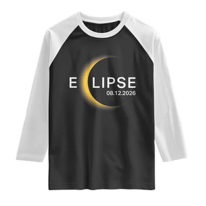 Minimalist 2026 Total Solar Eclipse Raglan Shirt August 12 Totality Astronomy Souvenir TS02 Black White Print Your Wear