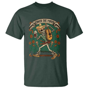 Mexican Skeleton T Shirt Let's Fiesta Cinco De Mayo Sugar Skull TS02 Dark Forest Green Print Your Wear