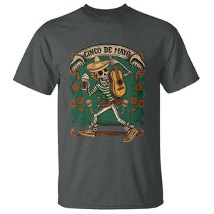 Mexican Skeleton T Shirt Let's Fiesta Cinco De Mayo Sugar Skull TS02 Dark Heather Print Your Wear