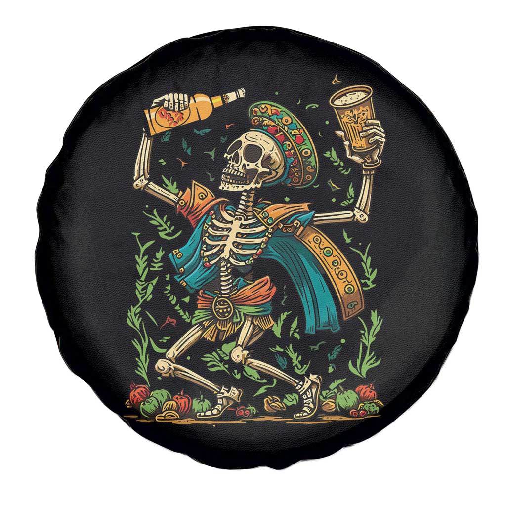 Mexican Skeleton Spare Tire Cover Drinking Party Let's Fiesta TS02 Print Your Wear