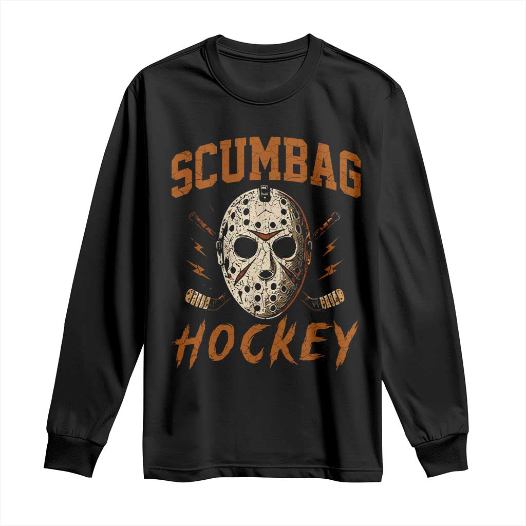Scumbag Hockey Goalie Mask Distressed Sports Graphic Long Sleeve Shirt TS02 Black Print Your Wear