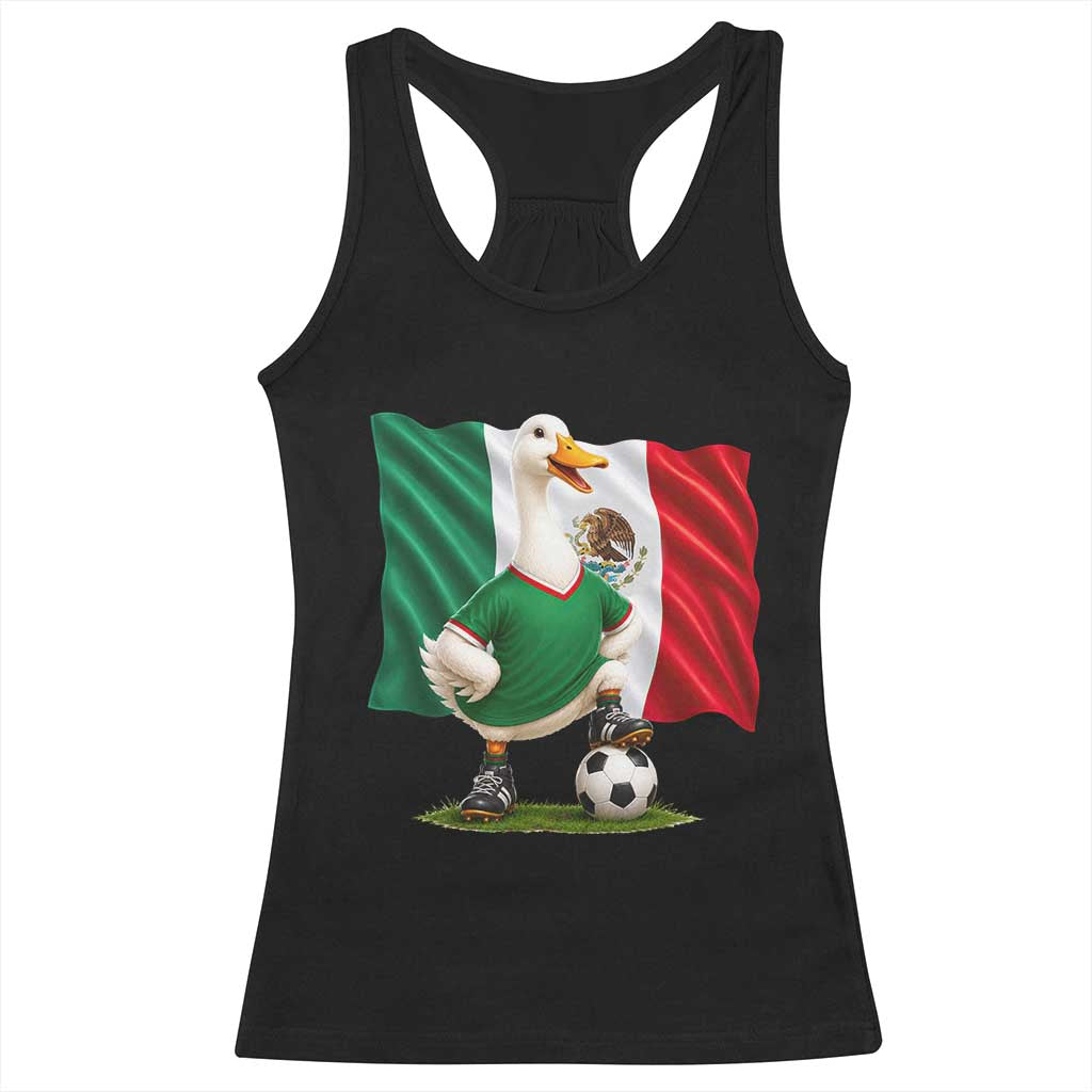Merlin the Duck Mexico Flag Soccer Player Racerback Tank Top Mexican Pride Football Fans TS02 Black Print Your Wear