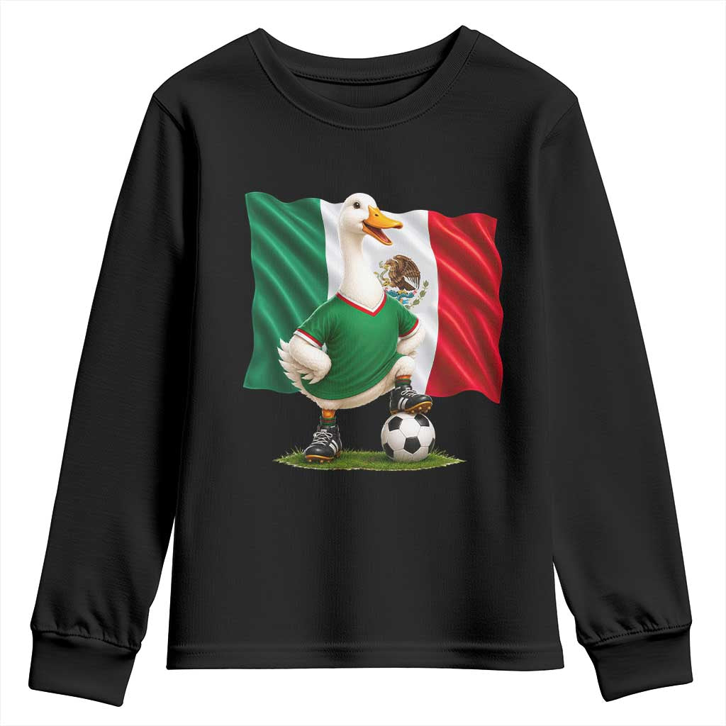 Merlin the Duck Mexico Flag Soccer Player Youth Sweatshirt Mexican Pride Football Fans TS02 Black Print Your Wear