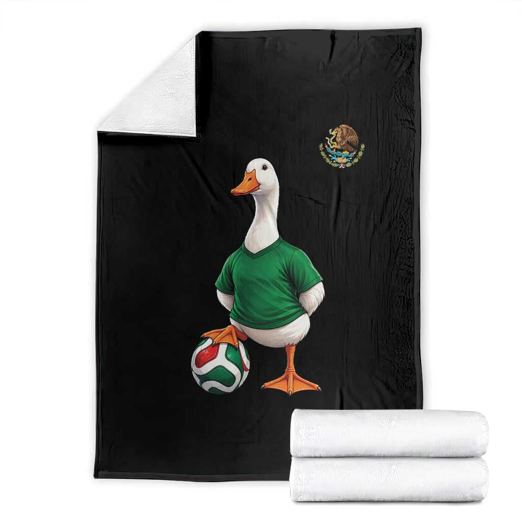 Merlin the Duck Soccer Player Mexico Fans Throw Blanket Mexican Sports Futbol Lovers Viral Animal in Green Jersey Graphic TS02 Black Print Your Wear