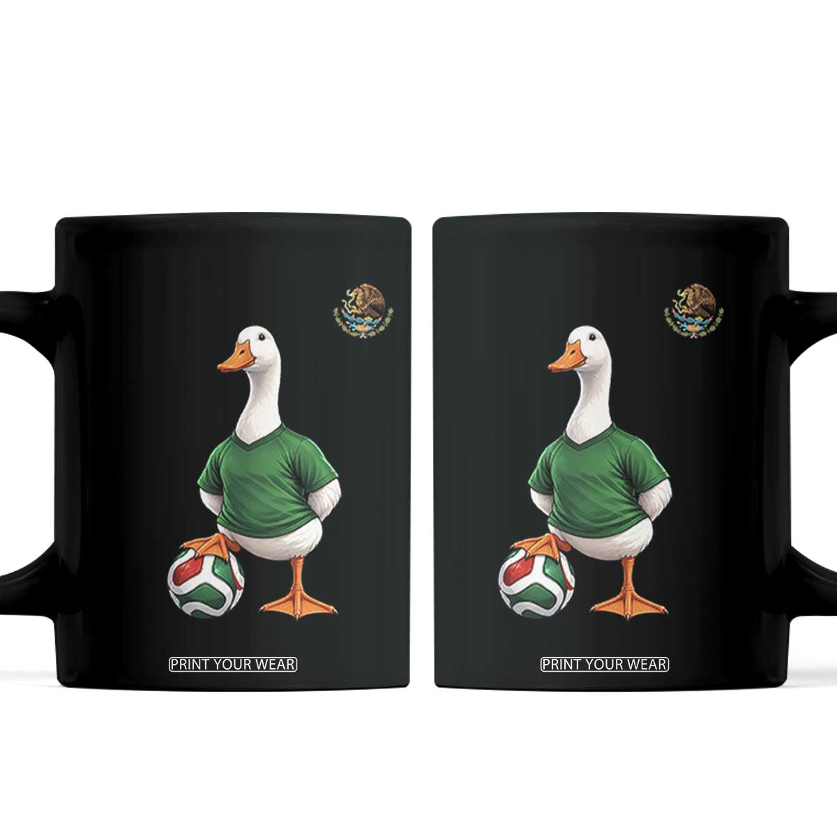 Merlin the Duck Soccer Player Mexico Fans Coffee Mug Mexican Sports Futbol Lovers Viral Animal in Green Jersey Graphic TS02 Black Print Your Wear