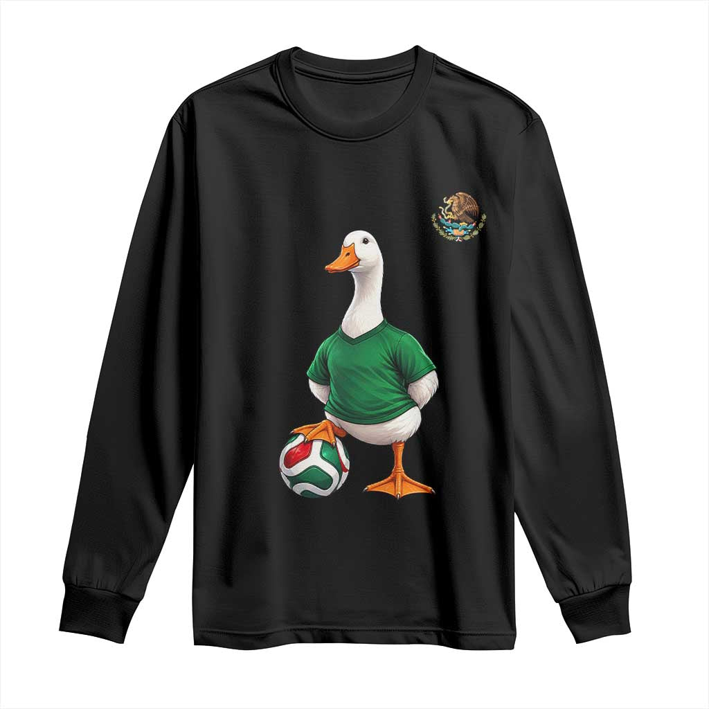 Merlin the Duck Soccer Player Mexico Fans Long Sleeve Shirt Mexican Sports Futbol Lovers Viral Animal in Green Jersey Graphic TS02 Black Print Your Wear