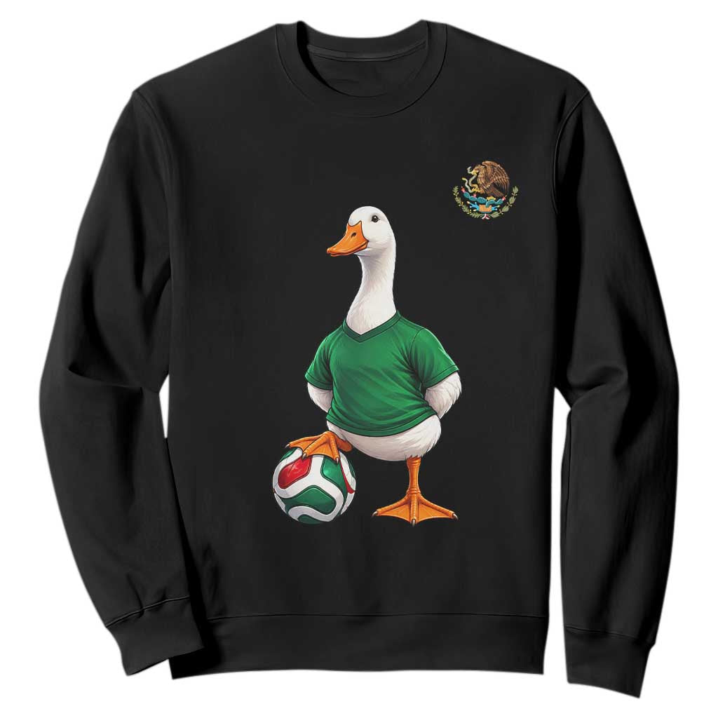 Merlin the Duck Soccer Player Mexico Fans Sweatshirt Mexican Sports Futbol Lovers Viral Animal in Green Jersey Graphic TS02 Black Print Your Wear