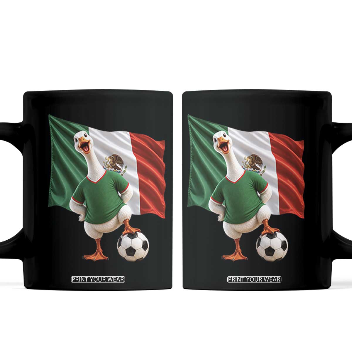 Funny Screaming Merlin the Duck Coffee Mug Mexico Soccer Flag Football Fans TS02 Black Print Your Wear
