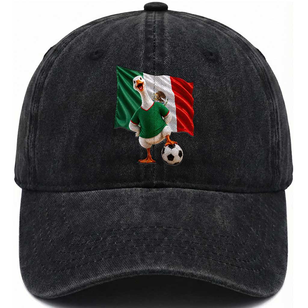 Funny Screaming Merlin the Duck Washed Cotton Baseball Cap Mexico Soccer Flag Football Fans TS02 Print Your Wear