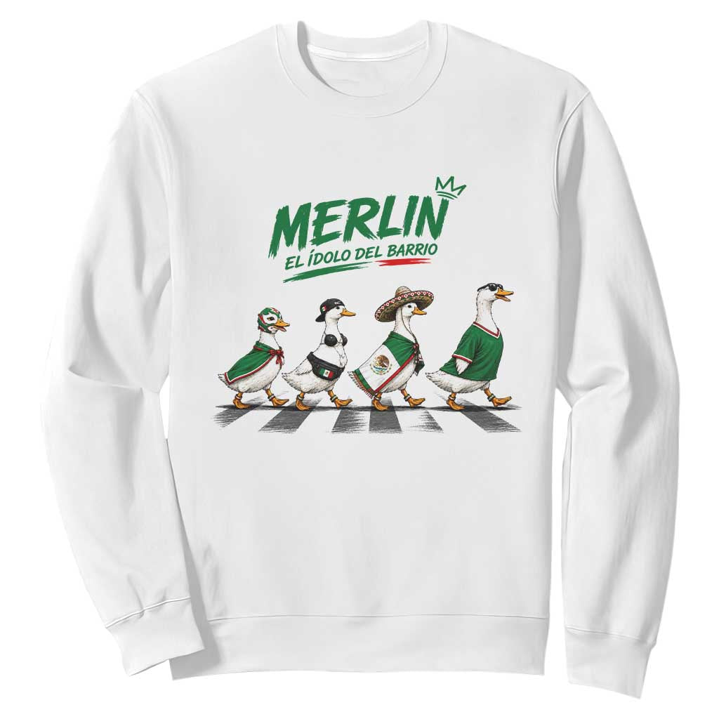 Merlin the Ducks Crosswalk Walk Parody Sweatshirt El Idolo Del Barrio Mexico Duck Soccer Football Fans TS02 White Print Your Wear
