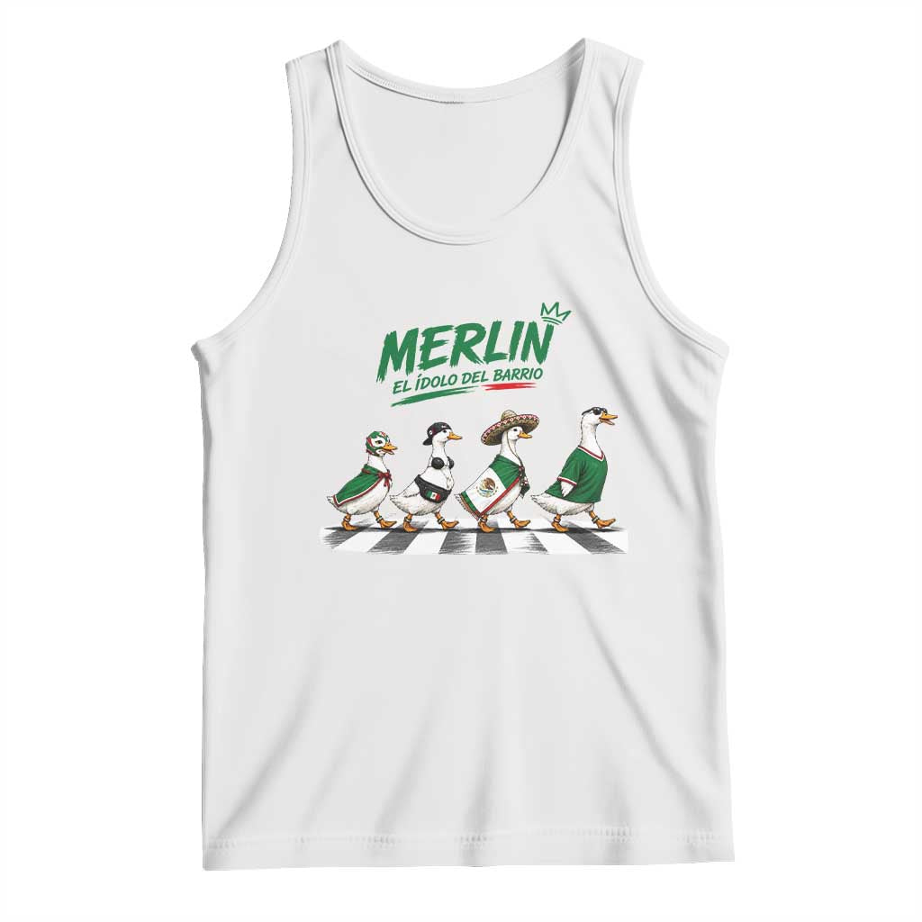 Merlin the Ducks Crosswalk Walk Parody Tank Top El Idolo Del Barrio Mexico Duck Soccer Football Fans TS02 White Print Your Wear