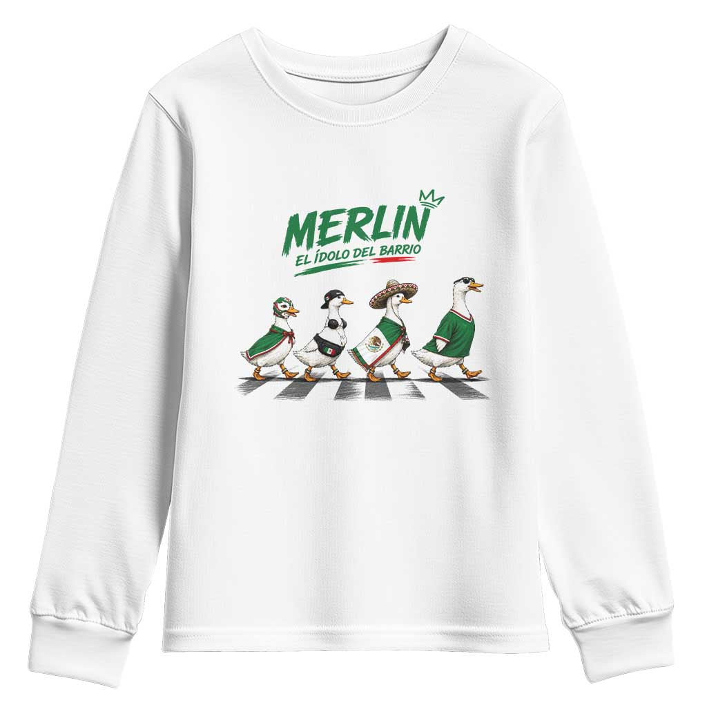 Merlin the Ducks Crosswalk Walk Parody Youth Sweatshirt El Idolo Del Barrio Mexico Duck Soccer Football Fans TS02 White Print Your Wear
