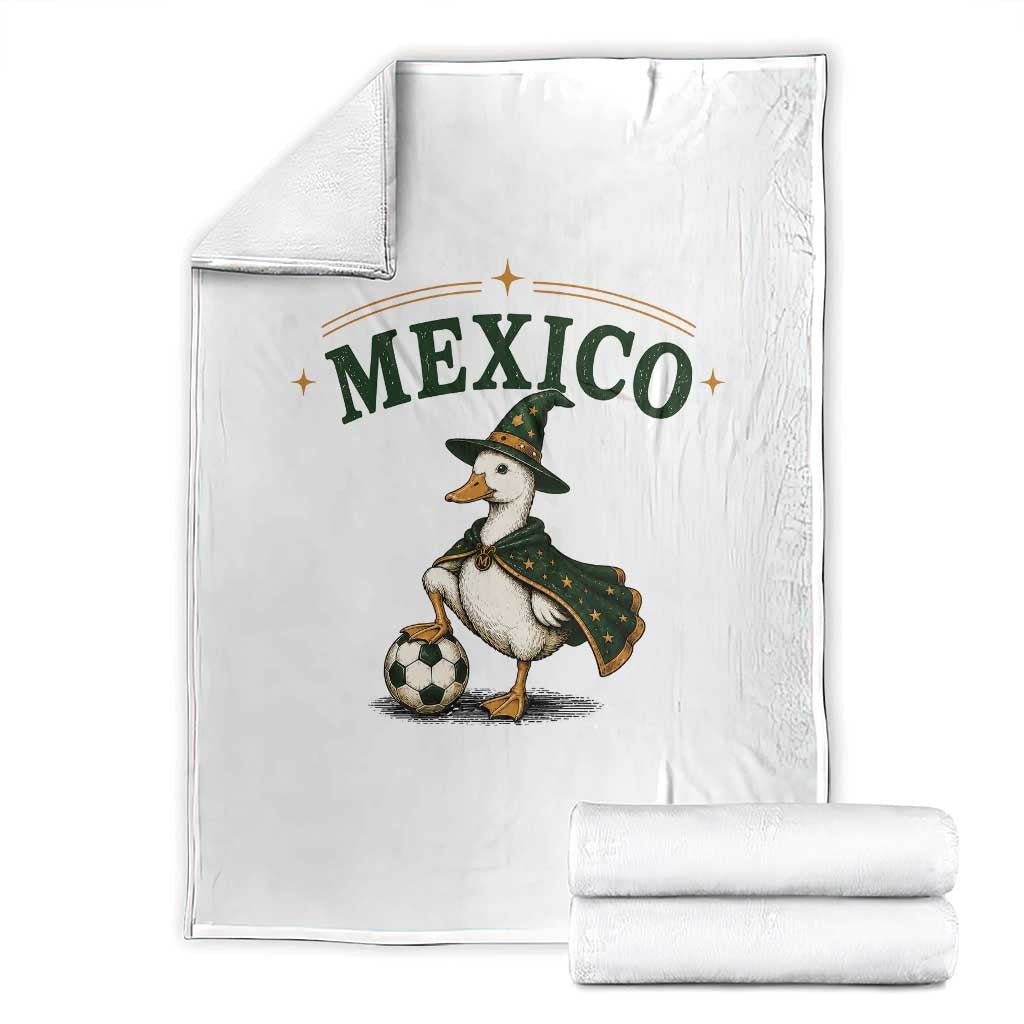 Vintage Mexico Soccer Wizard Duck Magical Fantasy Throw Blanket Retro Mexican Pride Football Fans TS02 White Print Your Wear