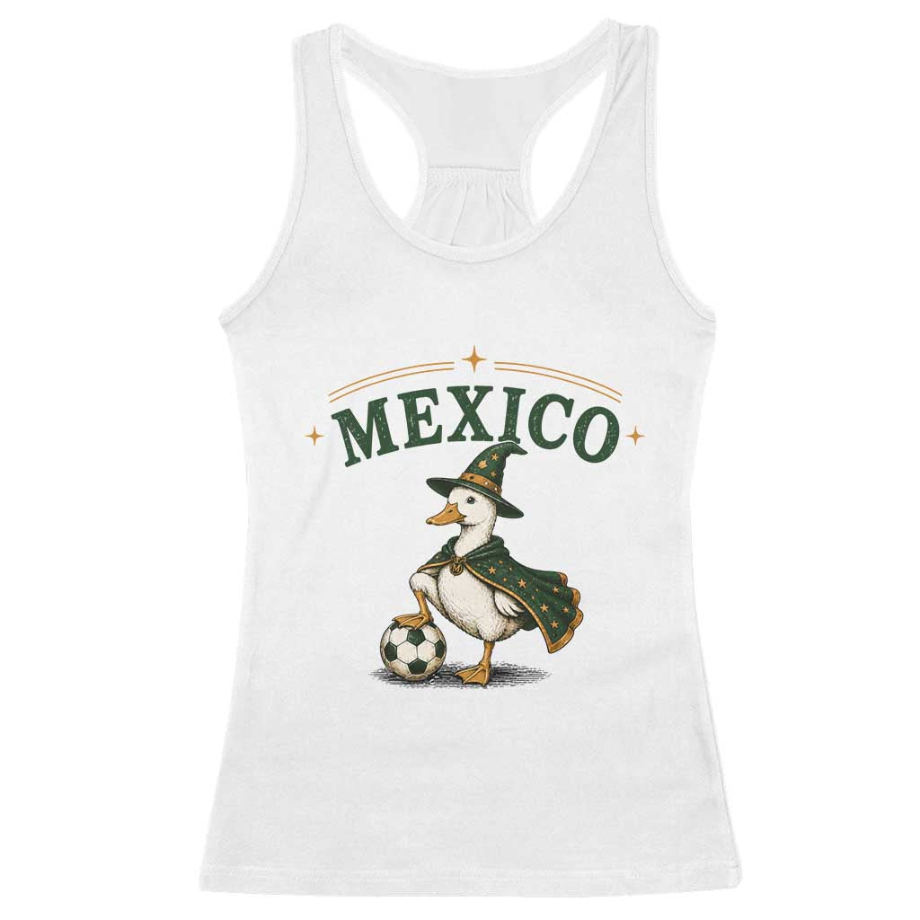 Vintage Mexico Soccer Wizard Duck Magical Fantasy Racerback Tank Top Retro Mexican Pride Football Fans TS02 White Print Your Wear