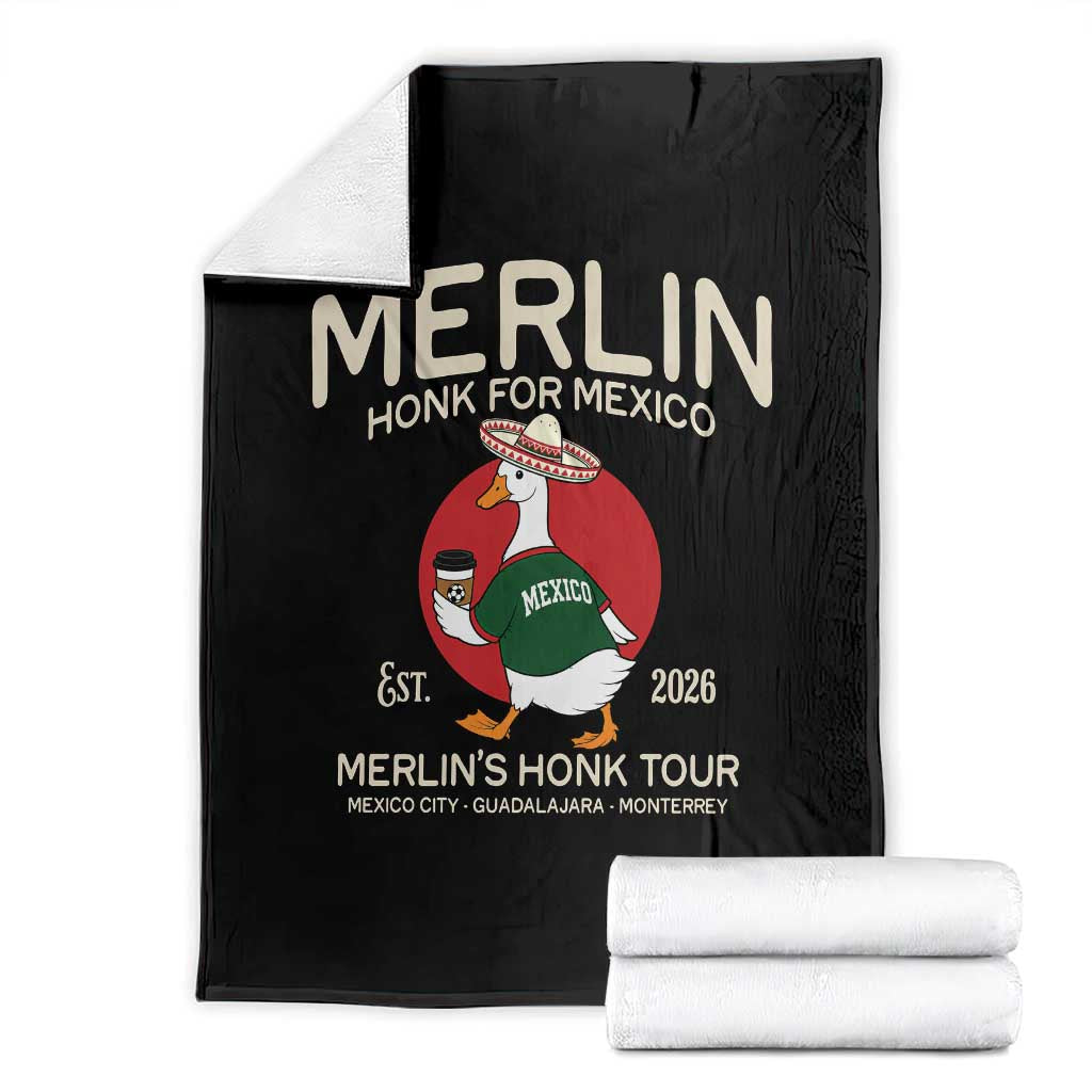 Merlin the Duck Honk Tour Mexico Retro Band Parody Throw Blanket Mexican Pride Soccer Locer Football Fans TS02 Black Print Your Wear