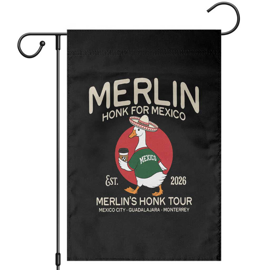 Merlin the Duck Honk Tour Mexico Retro Band Parody Garden Flag Mexican Pride Soccer Locer Football Fans TS02 Black Print Your Wear