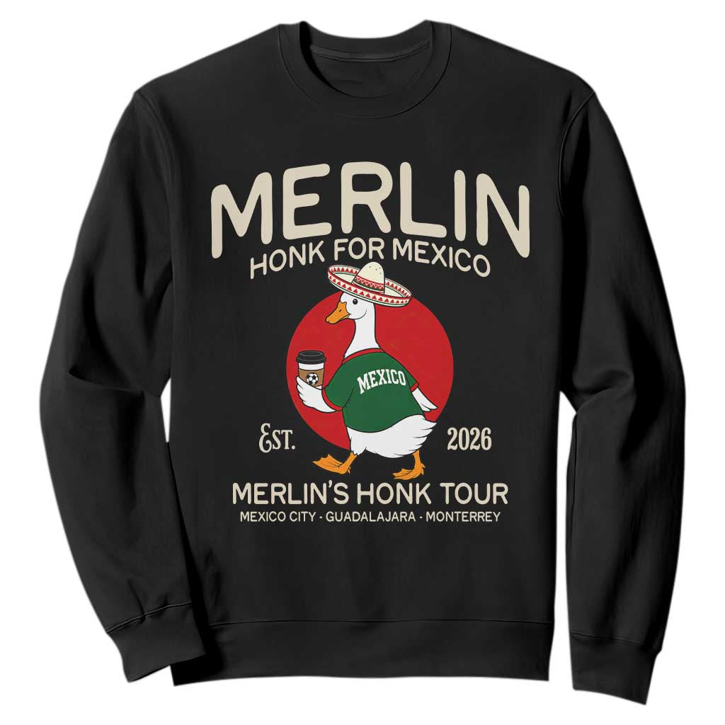 Merlin the Duck Honk Tour Mexico Retro Band Parody Sweatshirt Mexican Pride Soccer Locer Football Fans TS02 Black Print Your Wear