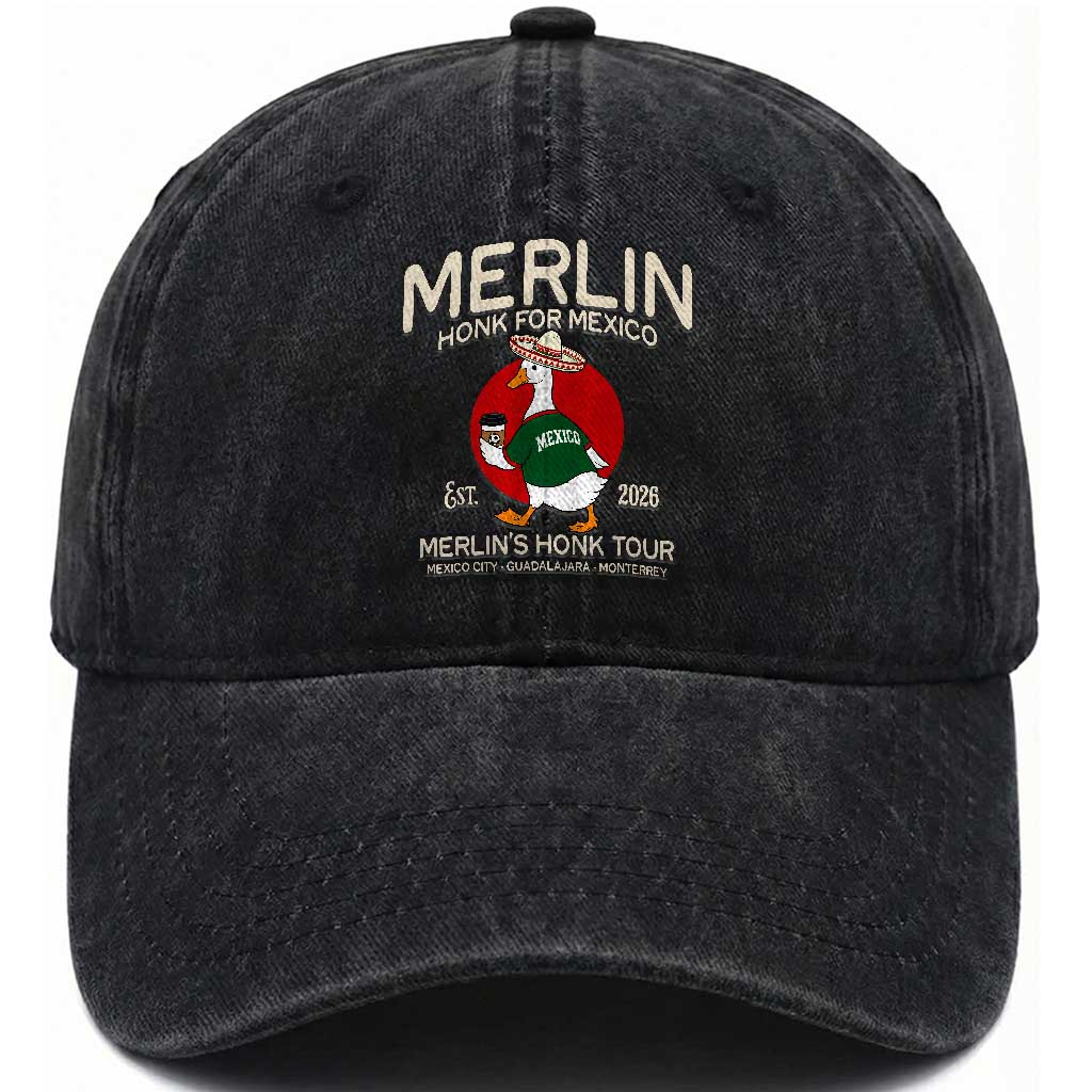 Merlin the Duck Honk Tour Mexico Retro Band Parody Washed Cotton Baseball Cap Mexican Pride Soccer Locer Football Fans TS02 Print Your Wear