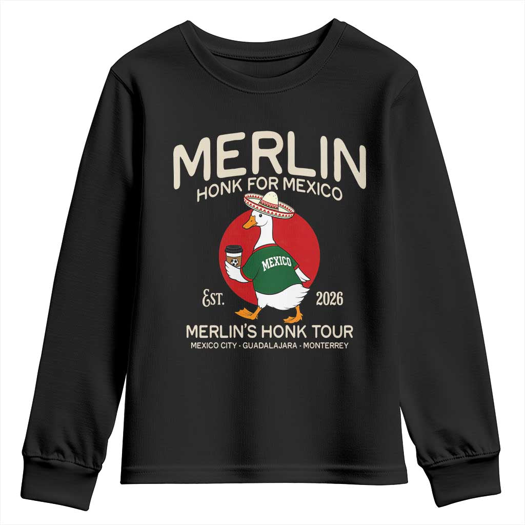 Merlin the Duck Honk Tour Mexico Retro Band Parody Youth Sweatshirt Mexican Pride Soccer Locer Football Fans TS02 Black Print Your Wear