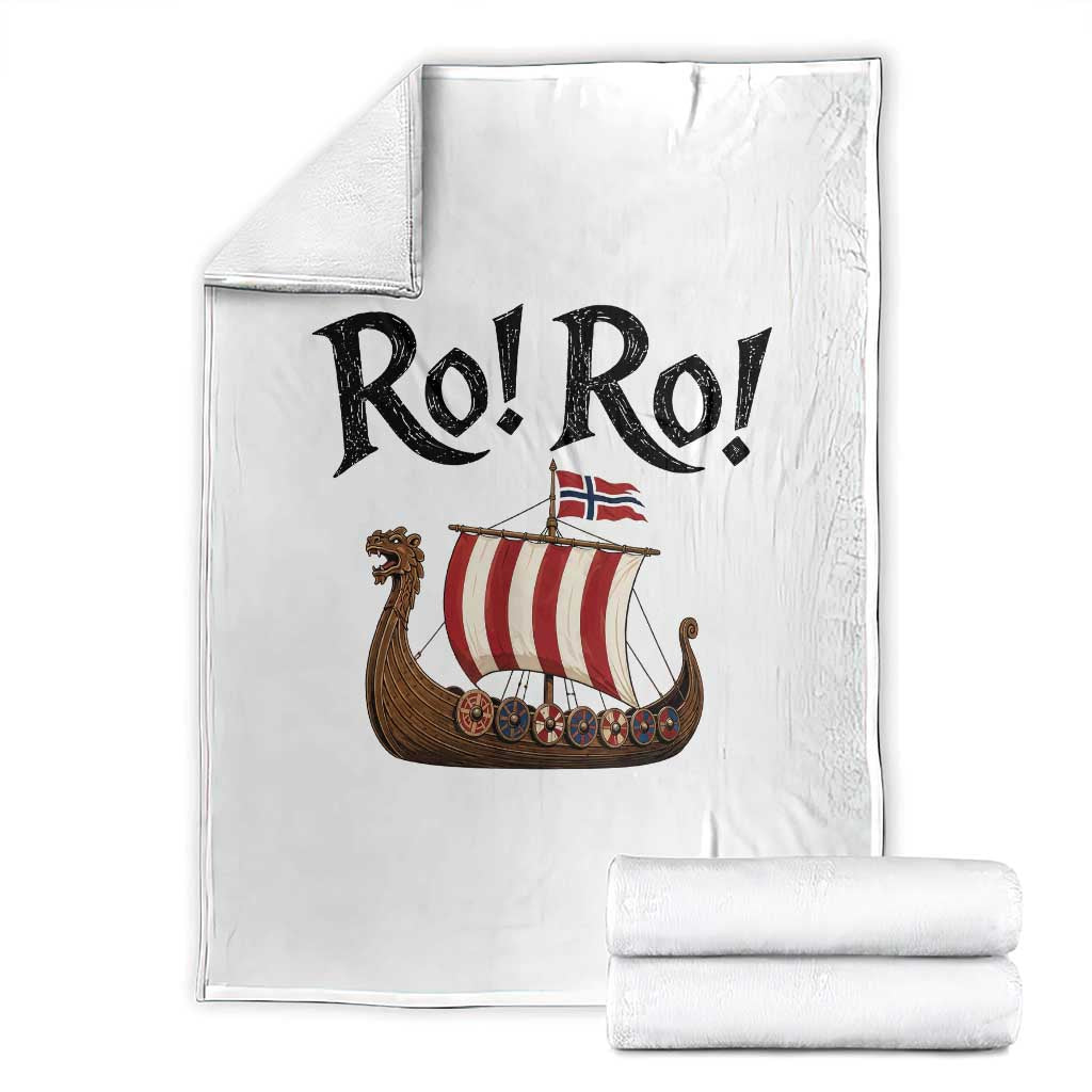 Funny Norwegian Viking Longship Ro Ro Throw Blanket Retro Norge Norway Flag Football Fans TS02 White Print Your Wear