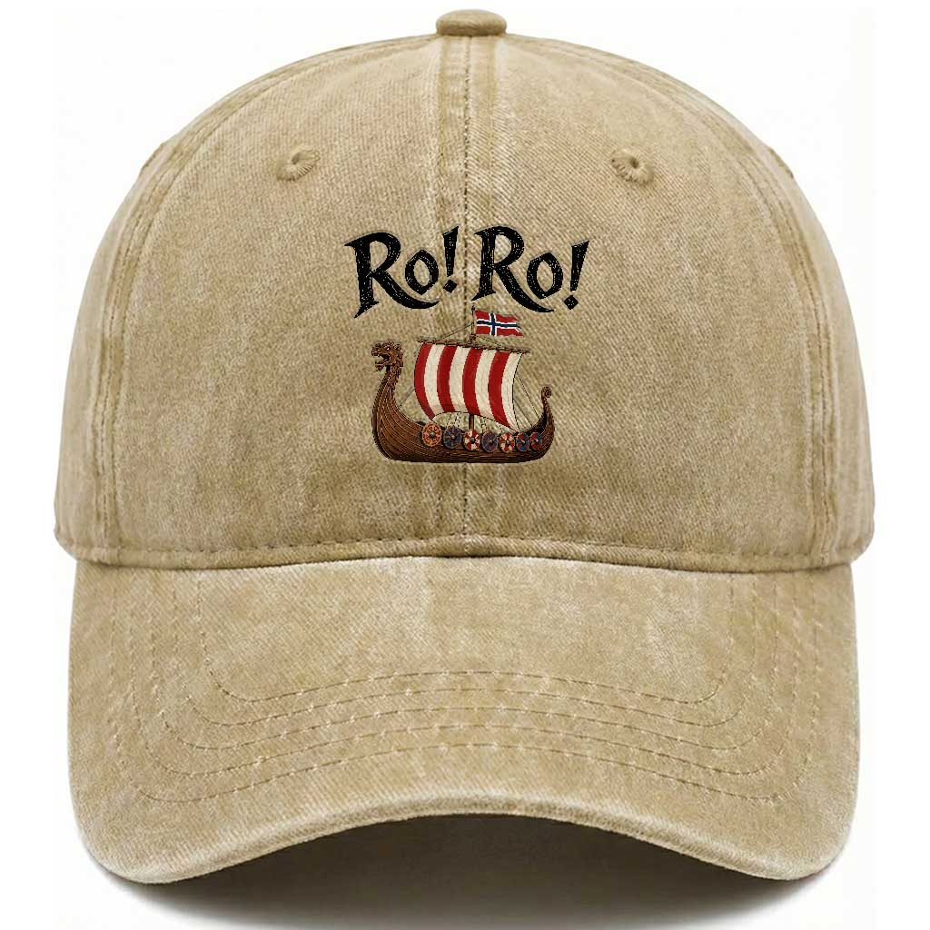 Funny Norwegian Viking Longship Ro Ro Washed Cotton Baseball Cap Retro Norge Norway Flag Football Fans TS02 Print Your Wear