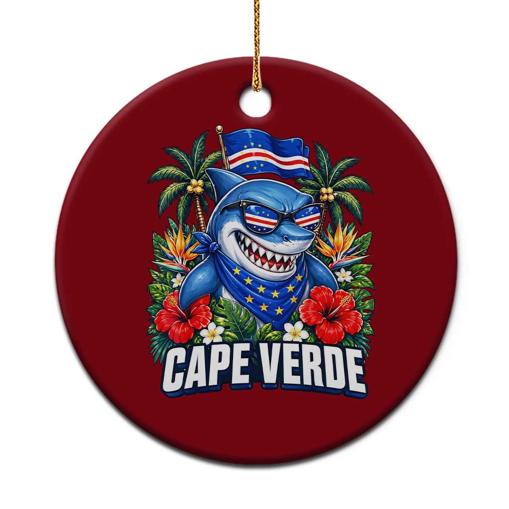 Cape Verde Cool Blue Shark Tropical Graphic Ceramic Ornament Cabo Verde Paradise Verdean Soccer Football Fans TS02 1pc Red Print Your Wear