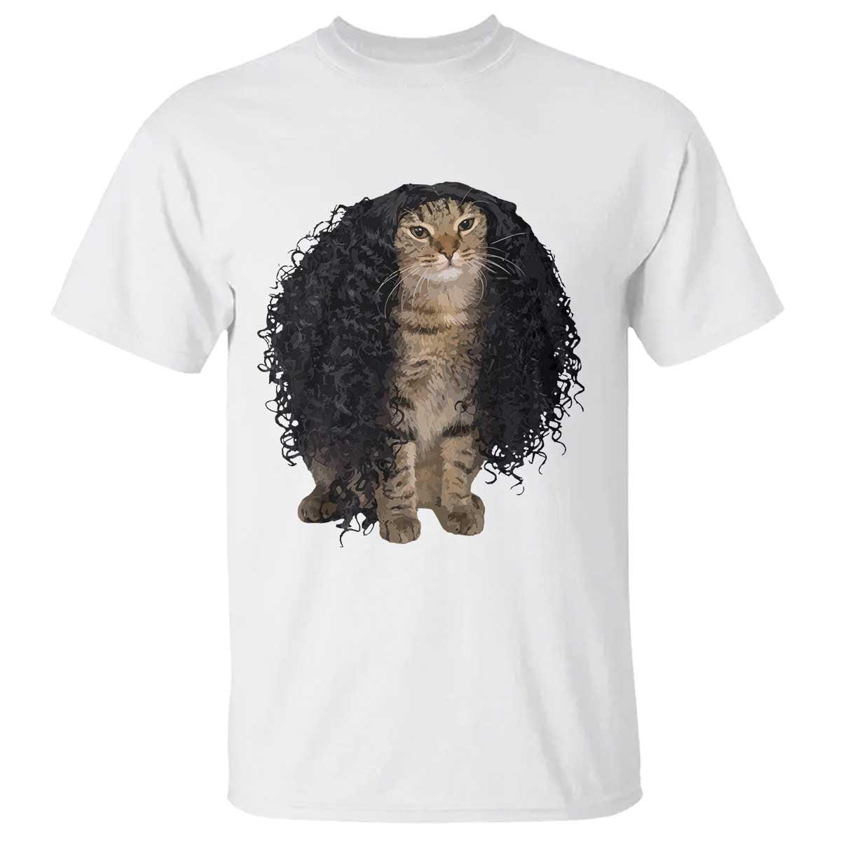 Funny Long Curly Hair Wig Cat Soccer Fans T Shirt Football Meme Sports Humor TS02 White Print Your Wear