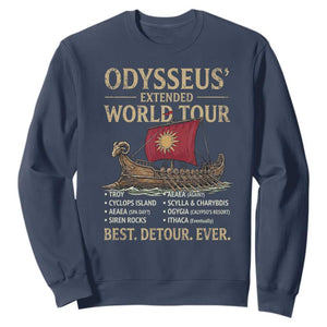Odysseus Extended World Tour Sweatshirt Funny Greek Mythology Odyssey History Gift TS02 Navy Print Your Wear