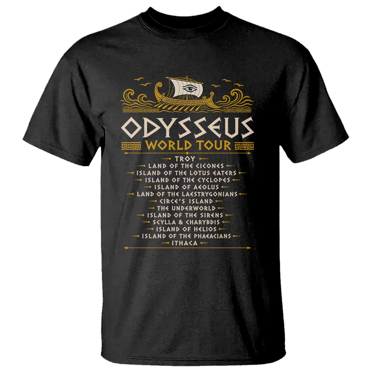 Odysseus World Tour Epic Journey T Shirt Funny Greek Mythology Odyssey History Gift TS02 Black Print Your Wear