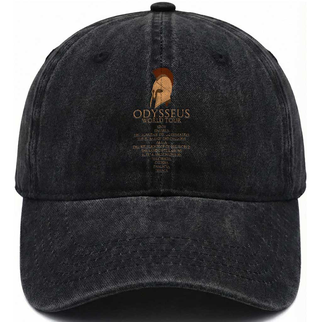 Odysseus Ancient Greek Odyssey World Tour Washed Cotton Baseball Cap Mythology Corinthian Helmet History Lover Gift TS02 Print Your Wear