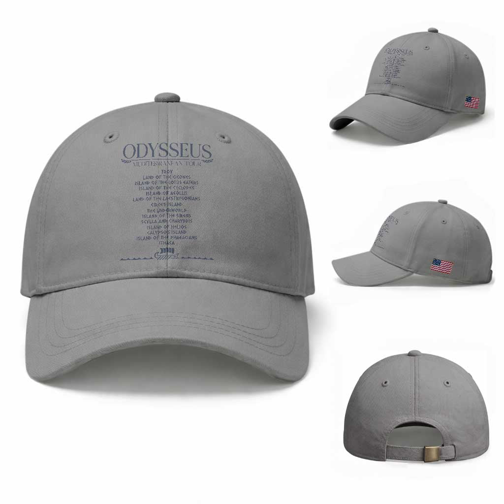 Odysseus Mediterranean Tour Baseball Cap Funny Greek Mythology Ancient History Graphic TS02 Baseball Cap Universal Fit Sport Gray Print Your Wear